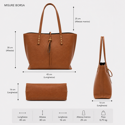 Borsa Shopper Belinda in Pelle Italiana Made in Italy